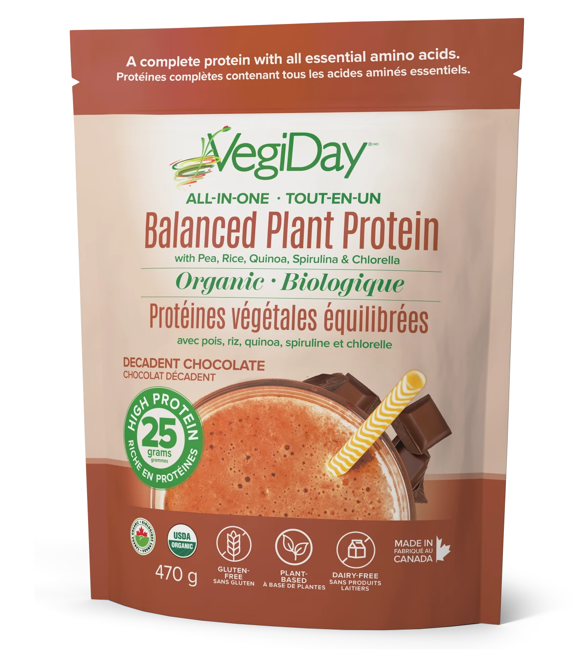 VegiDay All-in-one Balanced Plant Protein, Decadent Chocolate 470g