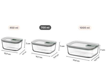Mepal EasyClip 2.0 Glass Food Box 700ml Nordic Sage