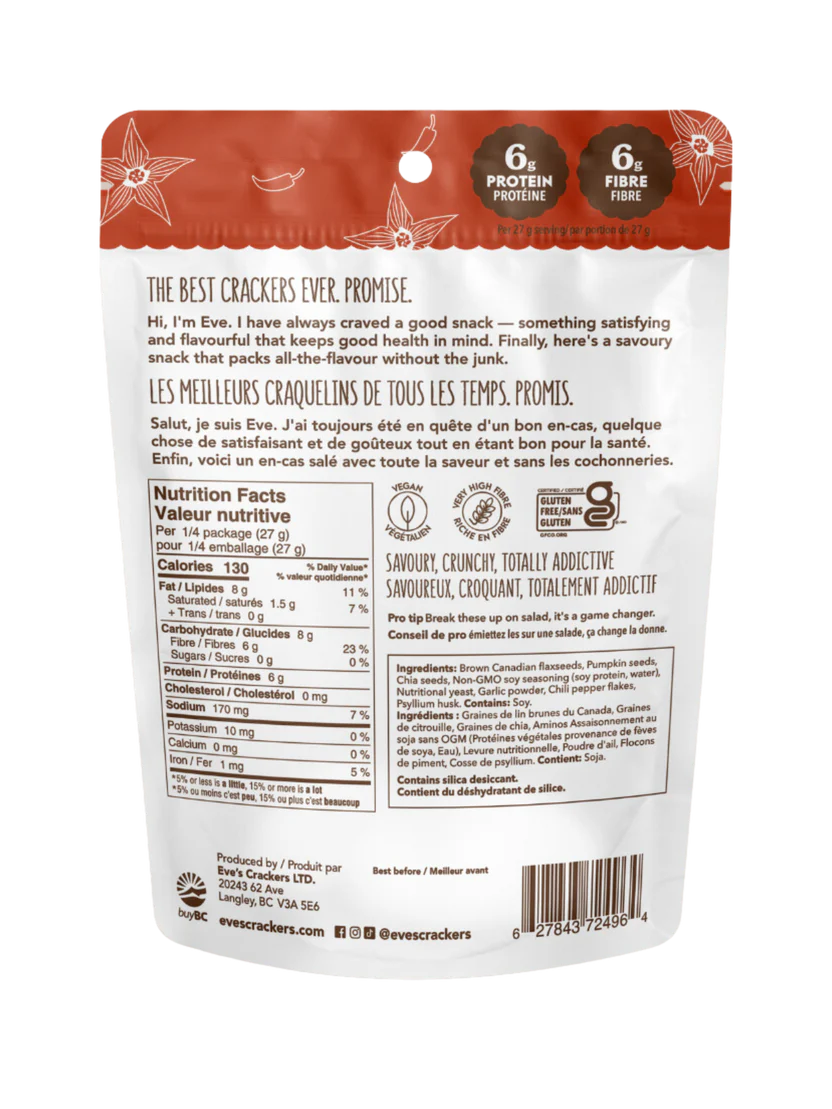 Eve's Seed Crackers, Chili Pepper Pumpkin Seed (GF)