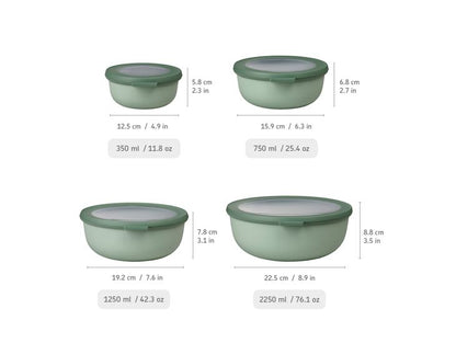Mepal Cirqula Multi-Bowl Round Shallow, Nordic Jade, Set of 4