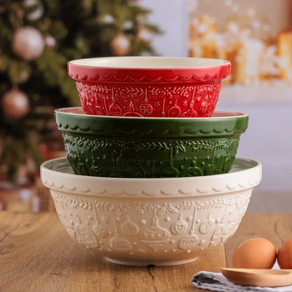 Mason Cash Deck the Halls Mixing Bowl 2.7L, Cream