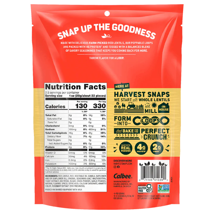 Harvest Snaps Red Lentil Snacks - Original