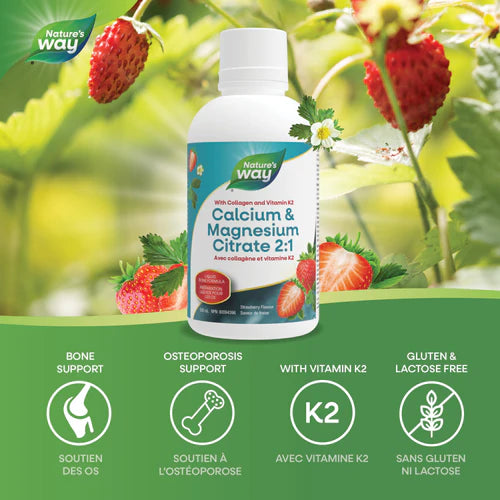 Calcium & Magnesium Citrate 2:1 with Collagen & Vitamin K2 - Strawberry