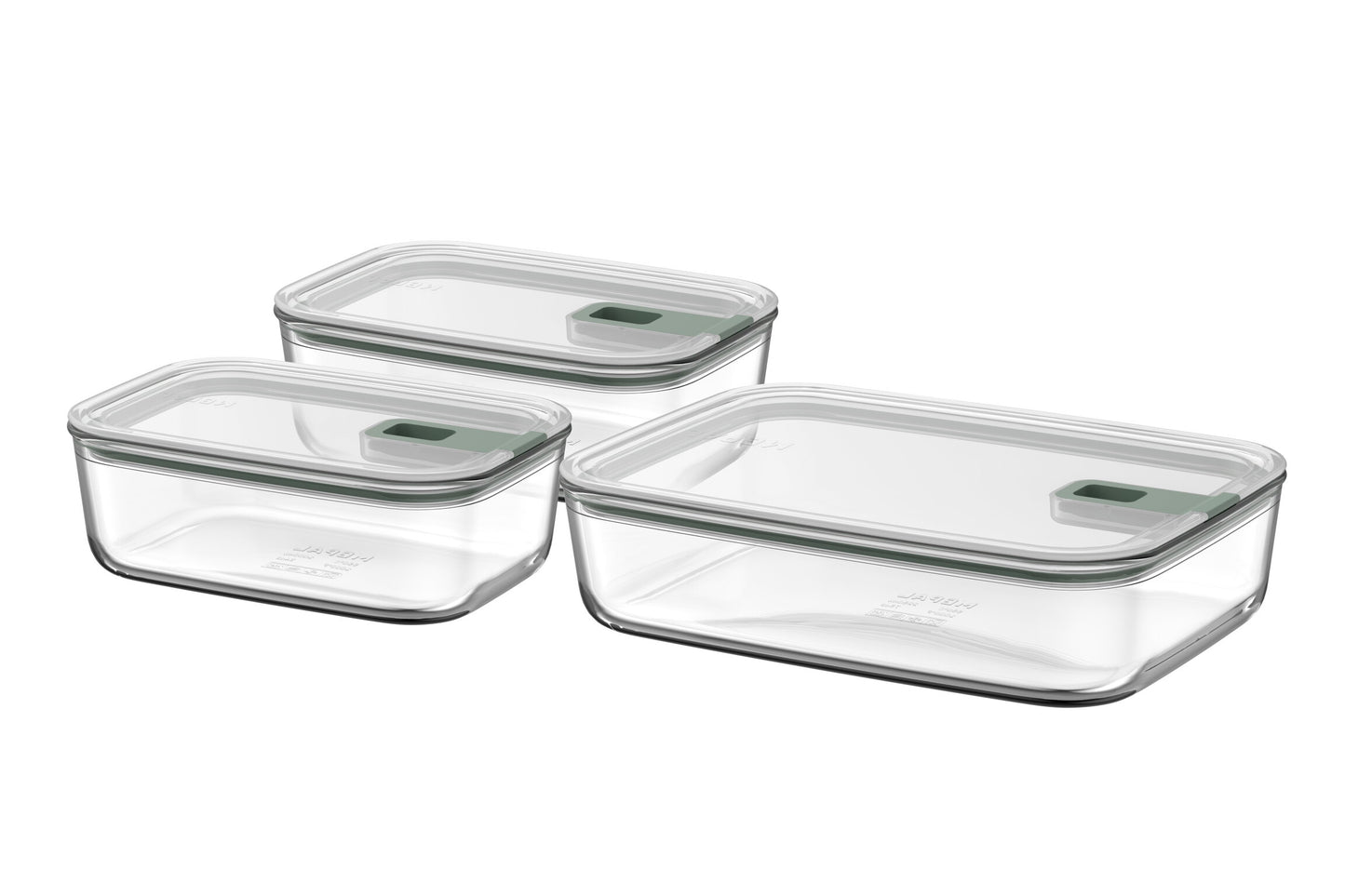 Mepal EasyClip Glass Food Box 3 Piece Set Nordic Sage