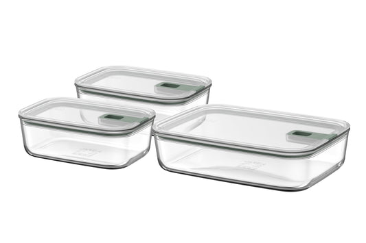 Mepal EasyClip Glass Food Box 3 Piece Set Nordic Sage