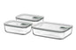 Mepal EasyClip Glass Food Box 3 Piece Set Nordic Sage