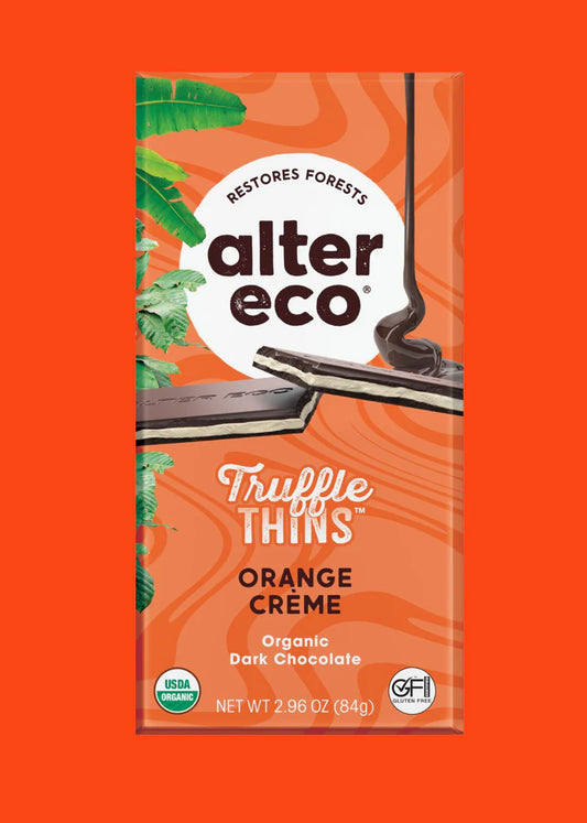 Alter Eco Truffle Thins Orange Creme Dark Chocolate Organic FT