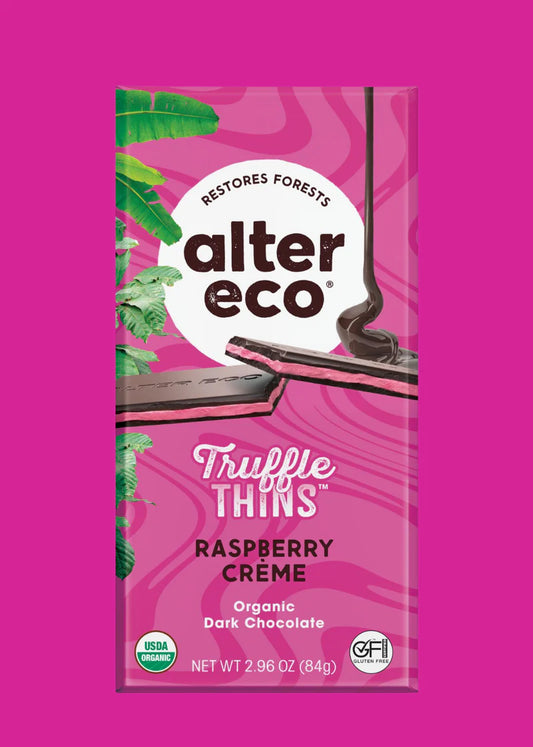 Alter Eco Truffle Thins Raspberry Creme Dark Chocolate Organic FT