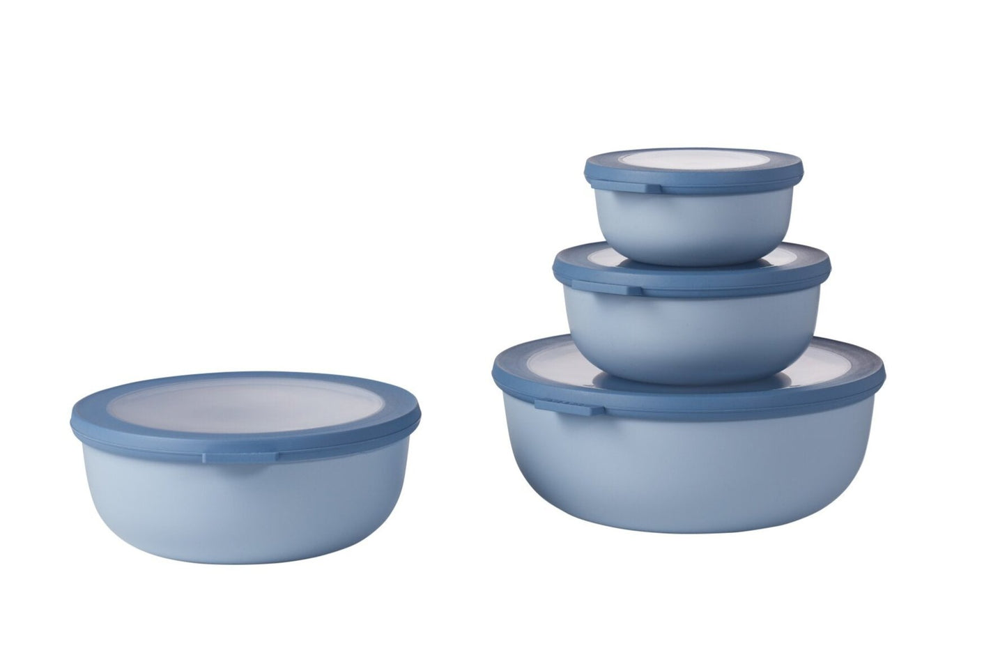 Mepal Cirqula Multi-Bowl Round Shallow, Nordic Blue, Set of 4