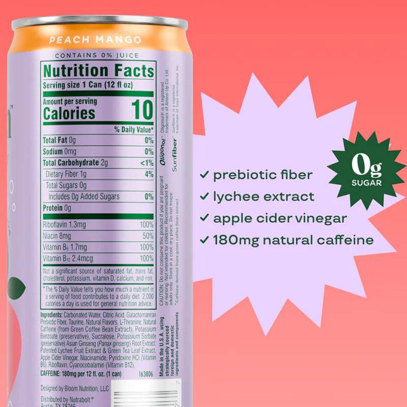 Bloom Sparkling Energy Peach Mango
