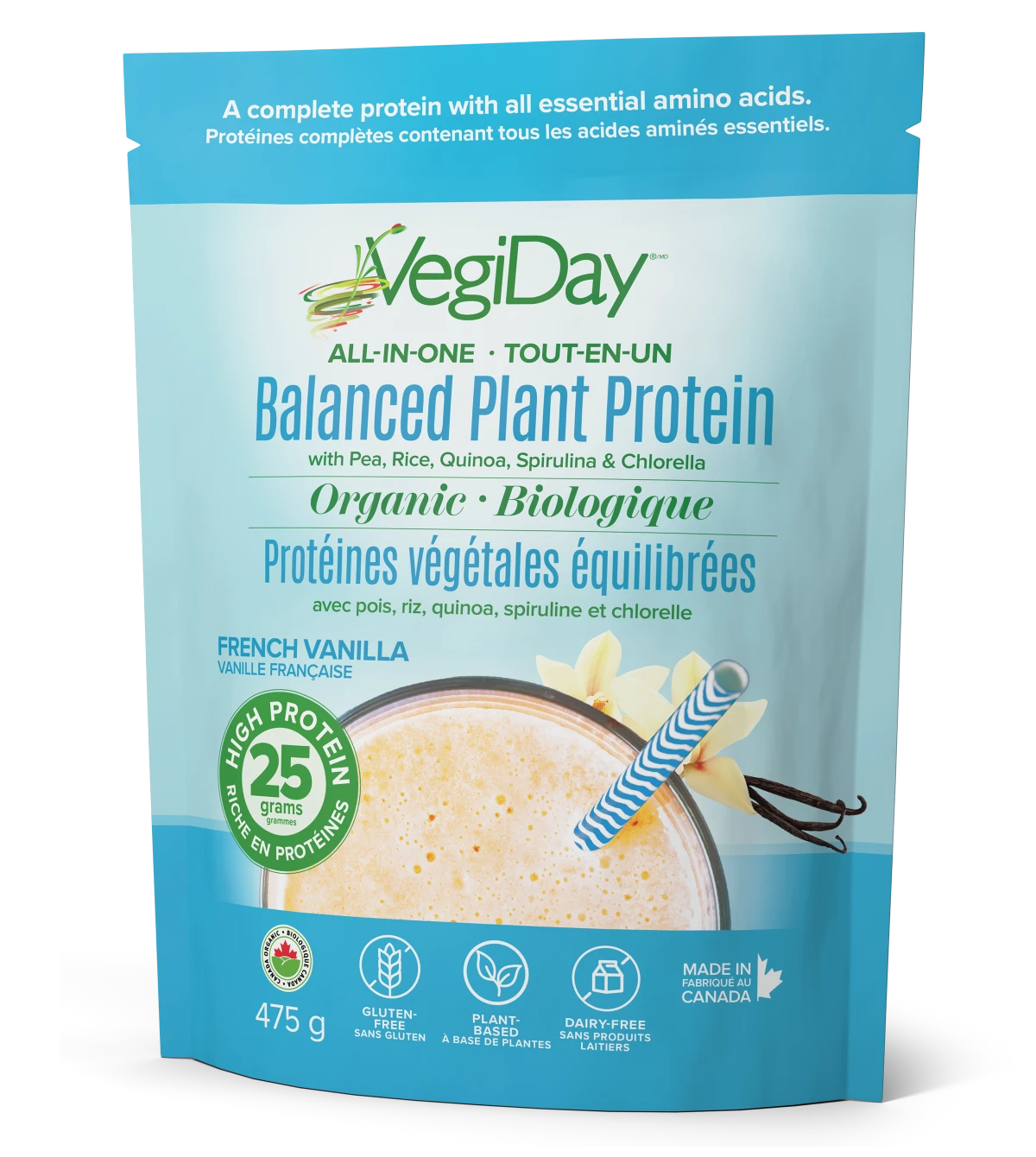 VegiDay All-in-one Balanced Plant Protein, French Vanilla 475g