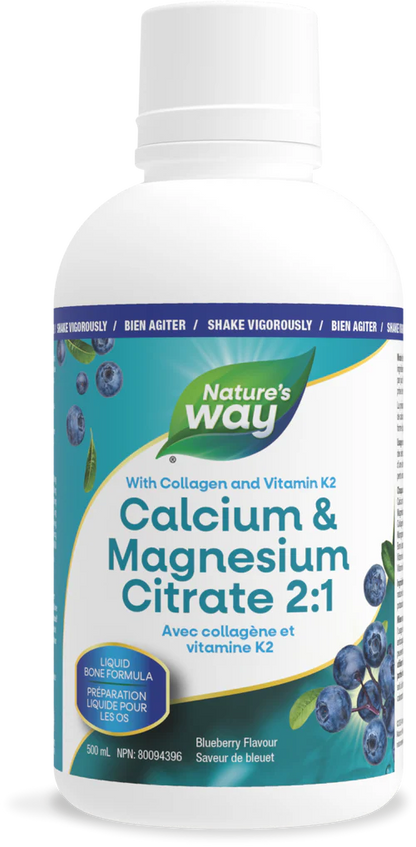 Calcium & Magnesium Citrate 2:1 with Collagen & Vitamin K2 - Blueberry
