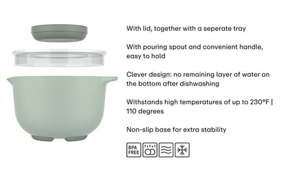 Mepal Chef It Mixing Bowl with Lid 3.0L Nordic Sage