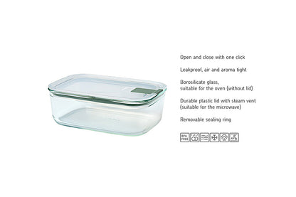 Mepal EasyClip Glass Food Box 1.0L Nordic Sage