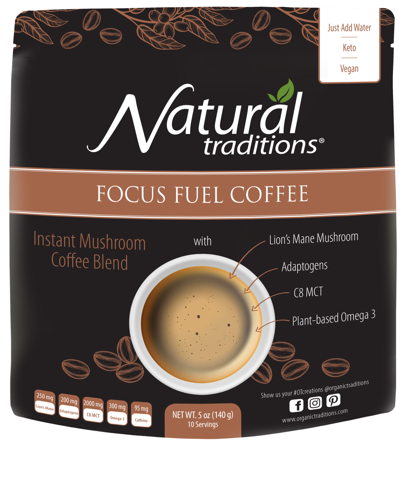 Instant Mushroom Coffee, Focus Fuel