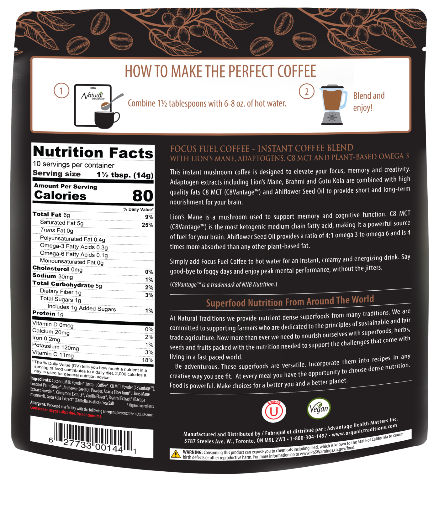 Instant Mushroom Coffee, Focus Fuel